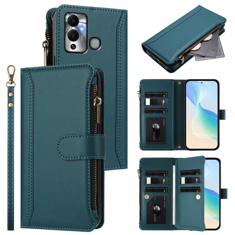 Magnetic Closure 9 Card Slots Zipper Leather Case with Hand Strap, For Infinix Note 30 VIP, For Infinix Hot 30i, For Infinix Hot 30 4G, For Infinix Hot 20 5G, For Infinix Hot 12i / 20i, For Infinix Zero 5G 2023, For Infinix Hot 20 Play                 ...