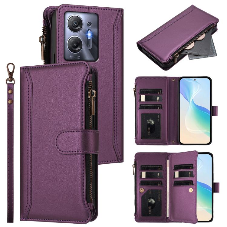 Magnetic Closure 9 Card Slots Zipper Leather Case with Hand Strap, For Infinix Zero 40 5G, For Infinix Zero 40 4G, For Infinix Note 40X 5G, For Infinix Note 40 5G, For Infinix GT 20 Pro 5G, For Infinix Note 40 Pro 4G / 5G, For Infinix Note 40 4G       ...
