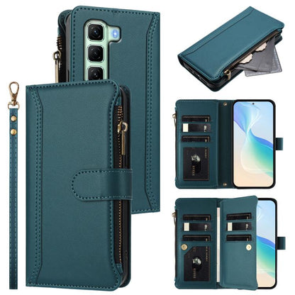 Magnetic Closure 9 Card Slots Zipper Leather Case with Hand Strap, For Infinix GT 50 Pro 5G, For Infinix Note Edge 5G Global, For Infinix Smart 20 4G / X6840, For Infinix Note 60 5G / Note 60 Pro 5G, For Infinix Hot 60i 5G / Tecno Spark Go 5G          ...