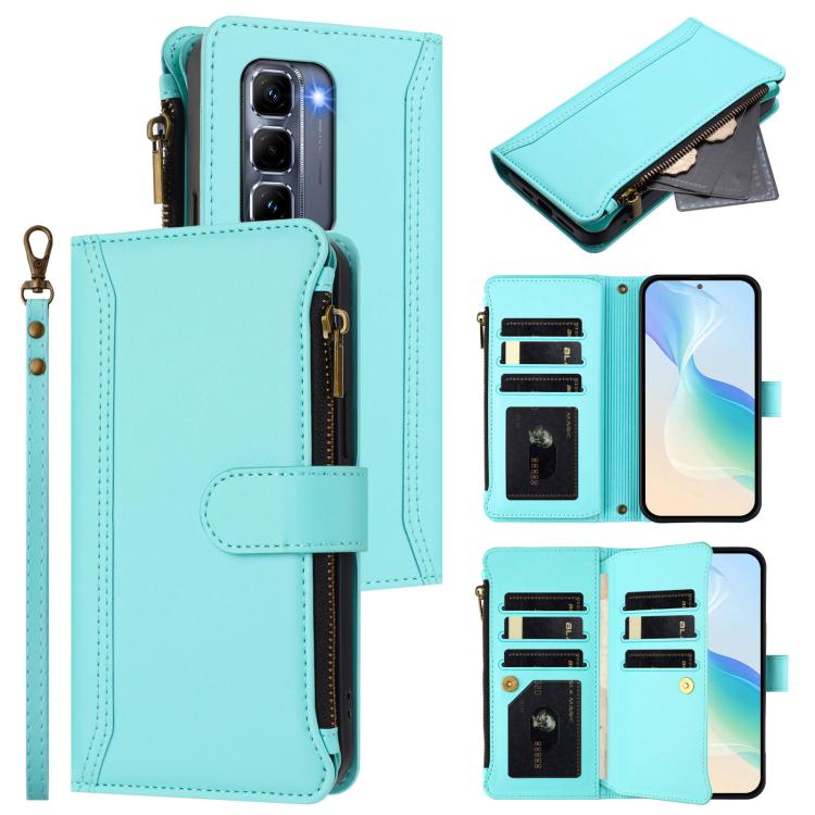Magnetic Closure 9 Card Slots Zipper Leather Case with Hand Strap, For Infinix GT 50 Pro 5G, For Infinix Note Edge 5G Global, For Infinix Smart 20 4G / X6840, For Infinix Note 60 5G / Note 60 Pro 5G, For Infinix Hot 60i 5G / Tecno Spark Go 5G          ...