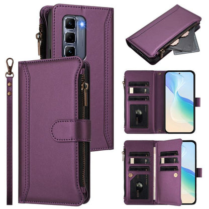Magnetic Closure 9 Card Slots Zipper Leather Case with Hand Strap, For Infinix GT 50 Pro 5G, For Infinix Note Edge 5G Global, For Infinix Smart 20 4G / X6840, For Infinix Note 60 5G / Note 60 Pro 5G, For Infinix Hot 60i 5G / Tecno Spark Go 5G          ...