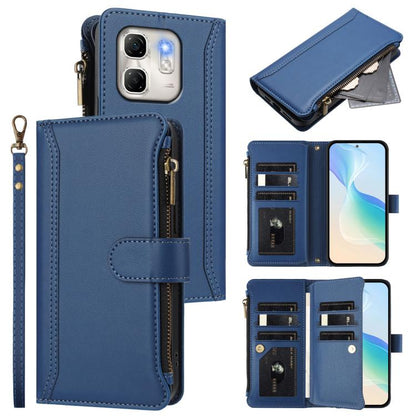 Magnetic Closure 9 Card Slots Zipper Leather Case with Hand Strap, For Infinix GT 50 Pro 5G, For Infinix Note Edge 5G Global, For Infinix Smart 20 4G / X6840, For Infinix Note 60 5G / Note 60 Pro 5G, For Infinix Hot 60i 5G / Tecno Spark Go 5G          ...