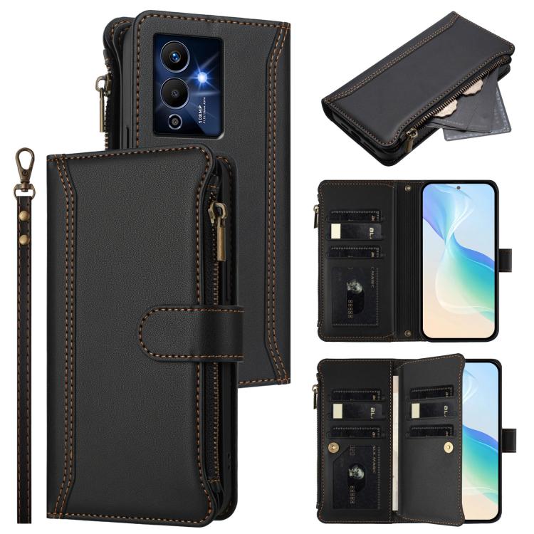 Magnetic Closure 9 Card Slots Zipper Leather Case with Hand Strap, For Infinix Note 30 VIP, For Infinix Hot 30i, For Infinix Hot 30 4G, For Infinix Hot 20 5G, For Infinix Hot 12i / 20i, For Infinix Zero 5G 2023, For Infinix Hot 20 Play                 ...