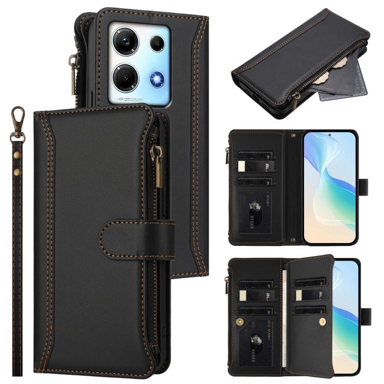 Magnetic Closure 9 Card Slots Zipper Leather Case with Hand Strap, For Infinix Zero 40 5G, For Infinix Zero 40 4G, For Infinix Note 40X 5G, For Infinix Note 40 5G, For Infinix GT 20 Pro 5G, For Infinix Note 40 Pro 4G / 5G, For Infinix Note 40 4G       ...