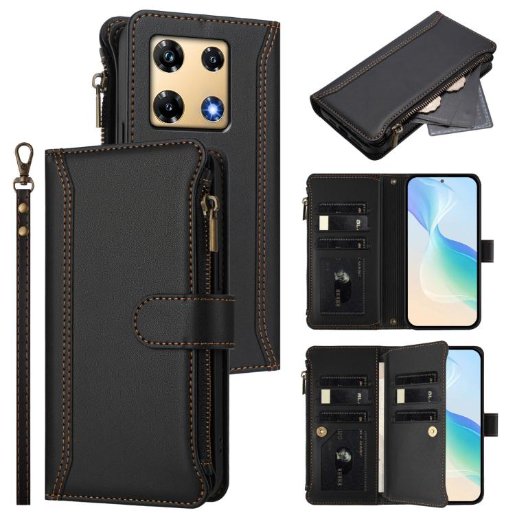 Magnetic Closure 9 Card Slots Zipper Leather Case with Hand Strap, For Infinix Zero 40 5G, For Infinix Zero 40 4G, For Infinix Note 40X 5G, For Infinix Note 40 5G, For Infinix GT 20 Pro 5G, For Infinix Note 40 Pro 4G / 5G, For Infinix Note 40 4G       ...