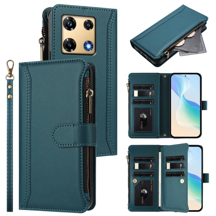 Magnetic Closure 9 Card Slots Zipper Leather Case with Hand Strap, For Infinix Zero 40 5G, For Infinix Zero 40 4G, For Infinix Note 40X 5G, For Infinix Note 40 5G, For Infinix GT 20 Pro 5G, For Infinix Note 40 Pro 4G / 5G, For Infinix Note 40 4G       ...