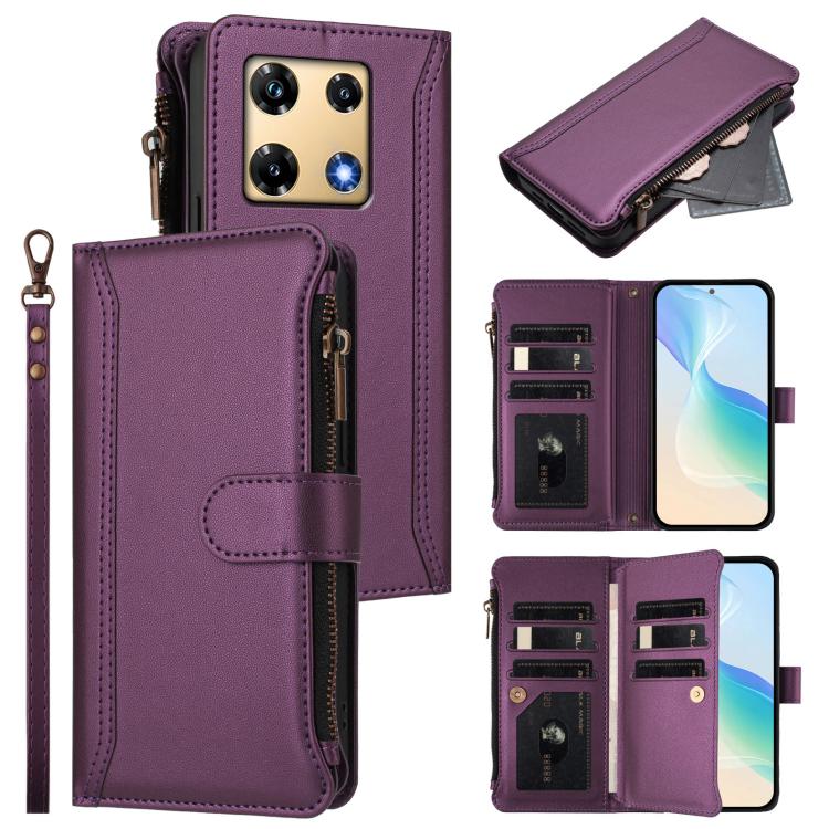 Magnetic Closure 9 Card Slots Zipper Leather Case with Hand Strap, For Infinix Zero 40 5G, For Infinix Zero 40 4G, For Infinix Note 40X 5G, For Infinix Note 40 5G, For Infinix GT 20 Pro 5G, For Infinix Note 40 Pro 4G / 5G, For Infinix Note 40 4G       ...