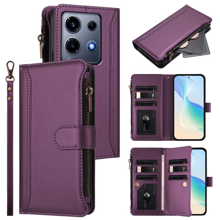 Magnetic Closure 9 Card Slots Zipper Leather Case with Hand Strap, For Infinix Note 30 VIP, For Infinix Hot 30i, For Infinix Hot 30 4G, For Infinix Hot 20 5G, For Infinix Hot 12i / 20i, For Infinix Zero 5G 2023, For Infinix Hot 20 Play                 ...