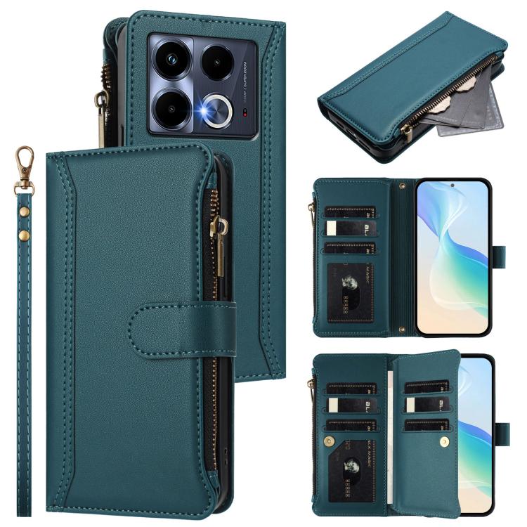 Magnetic Closure 9 Card Slots Zipper Leather Case with Hand Strap, For Infinix Zero 40 5G, For Infinix Zero 40 4G, For Infinix Note 40X 5G, For Infinix Note 40 5G, For Infinix GT 20 Pro 5G, For Infinix Note 40 Pro 4G / 5G, For Infinix Note 40 4G       ...