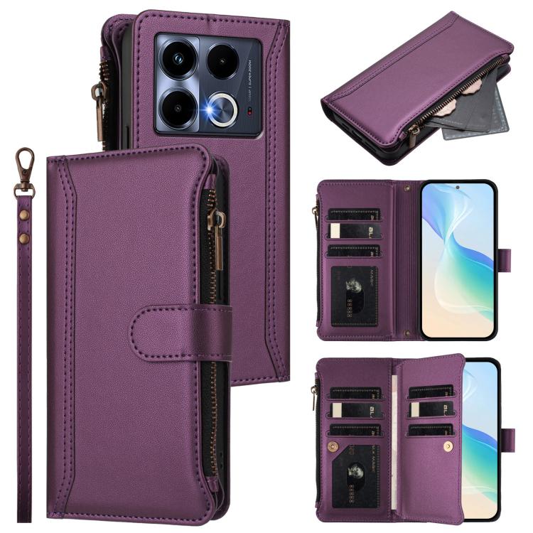 Magnetic Closure 9 Card Slots Zipper Leather Case with Hand Strap, For Infinix Zero 40 5G, For Infinix Zero 40 4G, For Infinix Note 40X 5G, For Infinix Note 40 5G, For Infinix GT 20 Pro 5G, For Infinix Note 40 Pro 4G / 5G, For Infinix Note 40 4G       ...