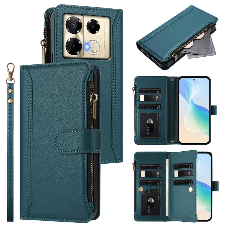 Magnetic Closure 9 Card Slots Zipper Leather Case with Hand Strap, For Infinix Zero 40 5G, For Infinix Zero 40 4G, For Infinix Note 40X 5G, For Infinix Note 40 5G, For Infinix GT 20 Pro 5G, For Infinix Note 40 Pro 4G / 5G, For Infinix Note 40 4G       ...