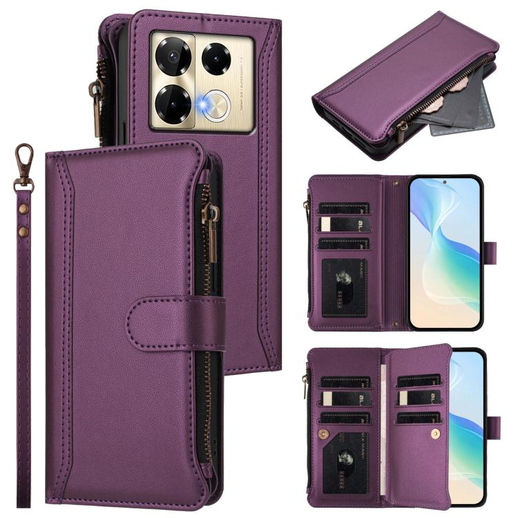 Magnetic Closure 9 Card Slots Zipper Leather Case with Hand Strap, For Infinix Zero 40 5G, For Infinix Zero 40 4G, For Infinix Note 40X 5G, For Infinix Note 40 5G, For Infinix GT 20 Pro 5G, For Infinix Note 40 Pro 4G / 5G, For Infinix Note 40 4G       ...