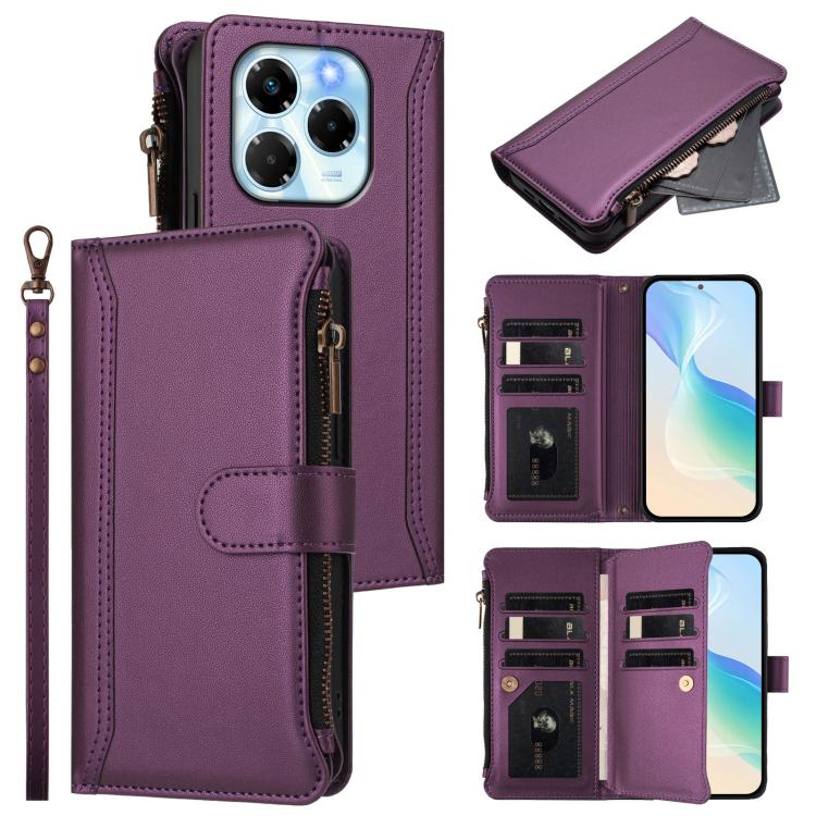Magnetic Closure 9 Card Slots Zipper Leather Case with Hand Strap, For Infinix Zero 40 5G, For Infinix Zero 40 4G, For Infinix Note 40X 5G, For Infinix Note 40 5G, For Infinix GT 20 Pro 5G, For Infinix Note 40 Pro 4G / 5G, For Infinix Note 40 4G       ...