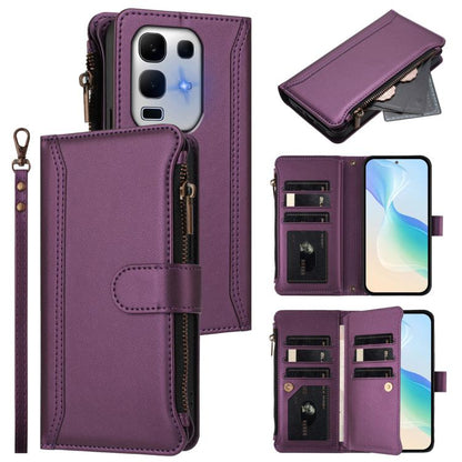Magnetic Closure 9 Card Slots Zipper Leather Case with Hand Strap, For Infinix GT 50 Pro 5G, For Infinix Note Edge 5G Global, For Infinix Smart 20 4G / X6840, For Infinix Note 60 5G / Note 60 Pro 5G, For Infinix Hot 60i 5G / Tecno Spark Go 5G          ...