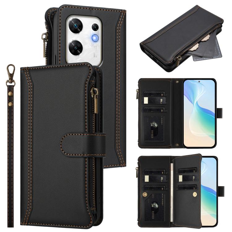 Magnetic Closure 9 Card Slots Zipper Leather Case with Hand Strap, For Infinix Zero 40 5G, For Infinix Zero 40 4G, For Infinix Note 40X 5G, For Infinix Note 40 5G, For Infinix GT 20 Pro 5G, For Infinix Note 40 Pro 4G / 5G, For Infinix Note 40 4G       ...
