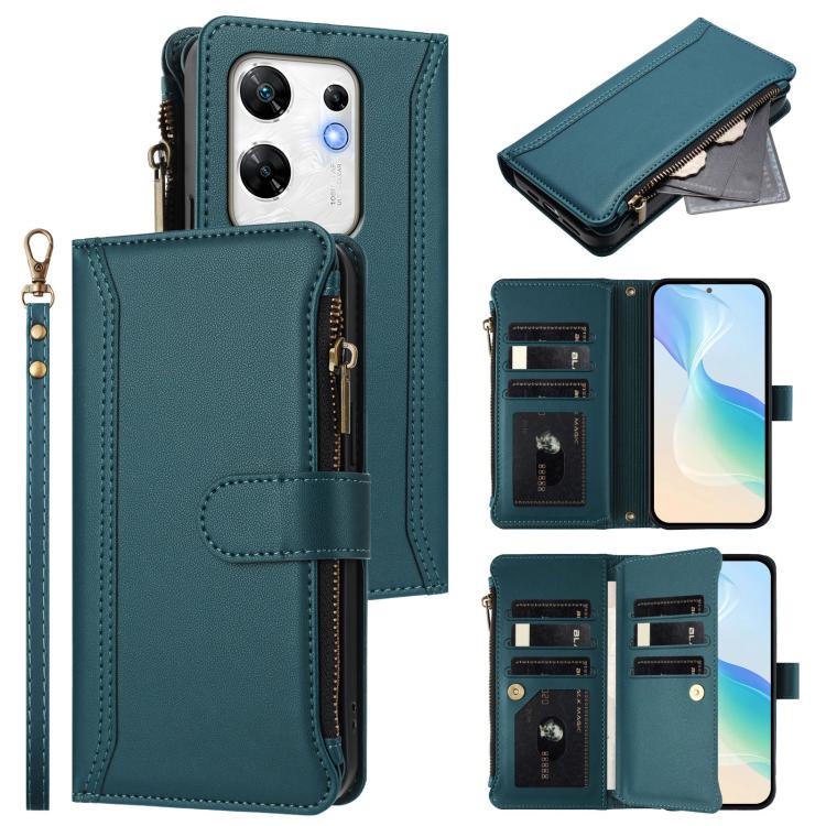 Magnetic Closure 9 Card Slots Zipper Leather Case with Hand Strap, For Infinix Zero 40 5G, For Infinix Zero 40 4G, For Infinix Note 40X 5G, For Infinix Note 40 5G, For Infinix GT 20 Pro 5G, For Infinix Note 40 Pro 4G / 5G, For Infinix Note 40 4G       ...
