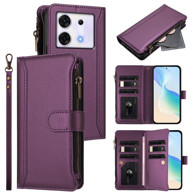 Magnetic Closure 9 Card Slots Zipper Leather Case with Hand Strap, For Infinix Zero 40 5G, For Infinix Zero 40 4G, For Infinix Note 40X 5G, For Infinix Note 40 5G, For Infinix GT 20 Pro 5G, For Infinix Note 40 Pro 4G / 5G, For Infinix Note 40 4G       ...