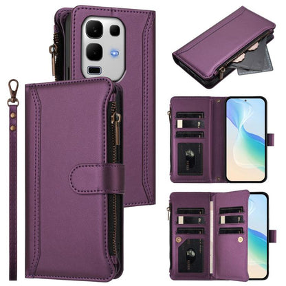 Magnetic Closure 9 Card Slots Zipper Leather Case with Hand Strap, For Infinix GT 50 Pro 5G, For Infinix Note Edge 5G Global, For Infinix Smart 20 4G / X6840, For Infinix Note 60 5G / Note 60 Pro 5G, For Infinix Hot 60i 5G / Tecno Spark Go 5G          ...