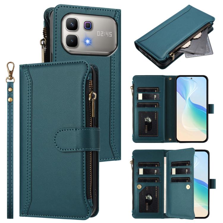 Magnetic Closure 9 Card Slots Zipper Leather Case with Hand Strap, For Infinix GT 50 Pro 5G, For Infinix Note Edge 5G Global, For Infinix Smart 20 4G / X6840, For Infinix Note 60 5G / Note 60 Pro 5G, For Infinix Hot 60i 5G / Tecno Spark Go 5G          ...