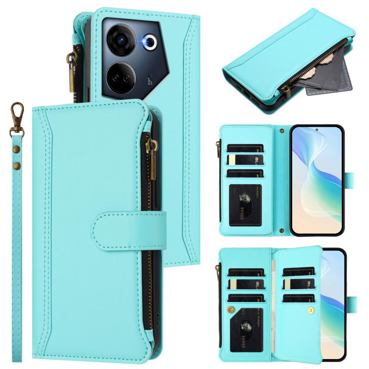 Magnetic Closure 9 Card Slots Zipper Leather Case with Hand Strap, For Tecno Spark 10 Pro Magic Magenta, For Tecno Pova 6 Neo, For Tecno Pova 6 4G, For Tecno Pova 6 5G / 6 Pro 5G, For Tecno Camon 30 Pro 5G, For Tecno Camon 30 Premier                   ...