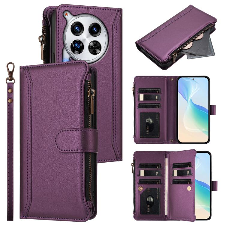 Magnetic Closure 9 Card Slots Zipper Leather Case with Hand Strap, For Tecno Spark 10 Pro Magic Magenta, For Tecno Pova 6 Neo, For Tecno Pova 6 4G, For Tecno Pova 6 5G / 6 Pro 5G, For Tecno Camon 30 Pro 5G, For Tecno Camon 30 Premier                   ...