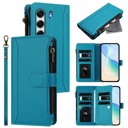 Magnetic Closure 9 Card Slots Zipper Leather Case with Hand Strap, For Tecno Camon 50 Pro 4G, For Tecno Camon 50 4G / CN5, For Tecno Spark Slim 5G, For Tecno Spark Go 1 / 1S / Pop 9, For Tecno Camon 40 Pro 4G Global, For Tecno Camon 40 4G              ...
