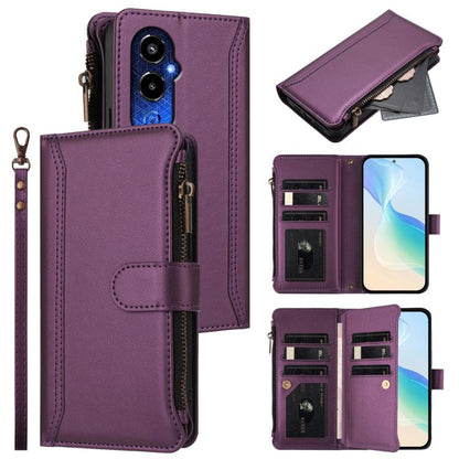 Magnetic Closure 9 Card Slots Zipper Leather Case with Hand Strap, For Tecno Spark Go 2023 / Pop 7, For Tecno Spark 10 5G, For Tecno Spark 10C / Spark 10 4G, For Tecno Spark 10 Pro 4G, For Tecno Camon 19 / 19 Pro 5G, For Tecno Pova 4 Pro, For Tecno Pov...