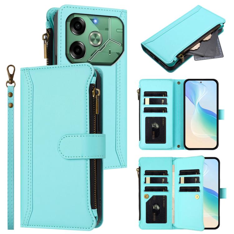 Magnetic Closure 9 Card Slots Zipper Leather Case with Hand Strap, For Tecno Spark 10 Pro Magic Magenta, For Tecno Pova 6 Neo, For Tecno Pova 6 4G, For Tecno Pova 6 5G / 6 Pro 5G, For Tecno Camon 30 Pro 5G, For Tecno Camon 30 Premier                   ...