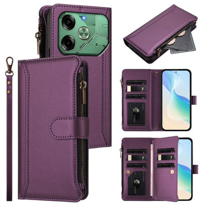 Magnetic Closure 9 Card Slots Zipper Leather Case with Hand Strap, For Tecno Spark 10 Pro Magic Magenta, For Tecno Pova 6 Neo, For Tecno Pova 6 4G, For Tecno Pova 6 5G / 6 Pro 5G, For Tecno Camon 30 Pro 5G, For Tecno Camon 30 Premier                   ...