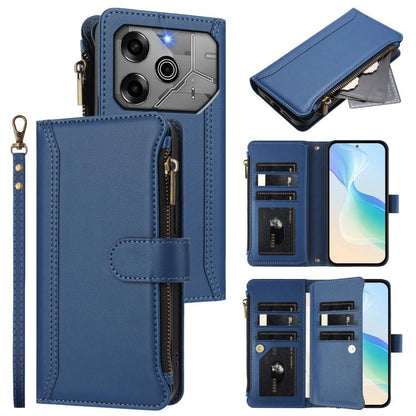 Magnetic Closure 9 Card Slots Zipper Leather Case with Hand Strap, For Tecno Spark 10 Pro Magic Magenta, For Tecno Pova 6 Neo, For Tecno Pova 6 4G, For Tecno Pova 6 5G / 6 Pro 5G, For Tecno Camon 30 Pro 5G, For Tecno Camon 30 Premier                   ...