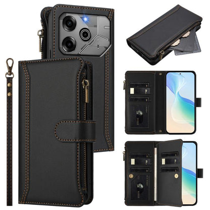 Magnetic Closure 9 Card Slots Zipper Leather Case with Hand Strap, For Tecno Spark 10 Pro Magic Magenta, For Tecno Pova 6 Neo, For Tecno Pova 6 4G, For Tecno Pova 6 5G / 6 Pro 5G, For Tecno Camon 30 Pro 5G, For Tecno Camon 30 Premier                   ...