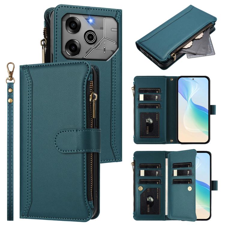 Magnetic Closure 9 Card Slots Zipper Leather Case with Hand Strap, For Tecno Spark 10 Pro Magic Magenta, For Tecno Pova 6 Neo, For Tecno Pova 6 4G, For Tecno Pova 6 5G / 6 Pro 5G, For Tecno Camon 30 Pro 5G, For Tecno Camon 30 Premier                   ...