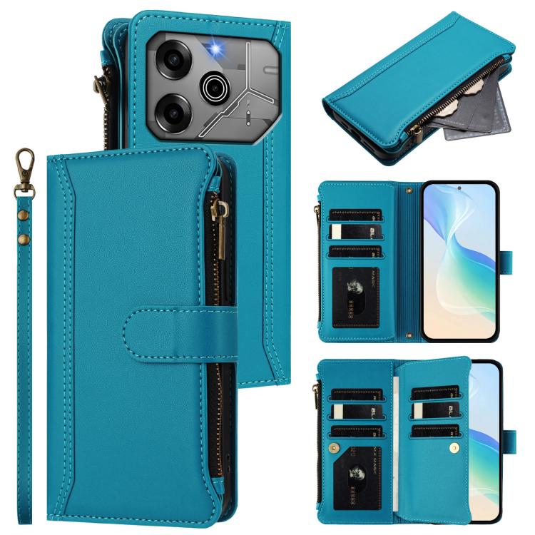 Magnetic Closure 9 Card Slots Zipper Leather Case with Hand Strap, For Tecno Spark 10 Pro Magic Magenta, For Tecno Pova 6 Neo, For Tecno Pova 6 4G, For Tecno Pova 6 5G / 6 Pro 5G, For Tecno Camon 30 Pro 5G, For Tecno Camon 30 Premier                   ...