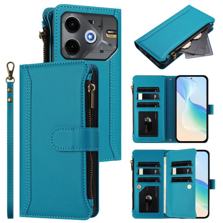 Magnetic Closure 9 Card Slots Zipper Leather Case with Hand Strap, For Tecno Spark 10 Pro Magic Magenta, For Tecno Pova 6 Neo, For Tecno Pova 6 4G, For Tecno Pova 6 5G / 6 Pro 5G, For Tecno Camon 30 Pro 5G, For Tecno Camon 30 Premier                   ...