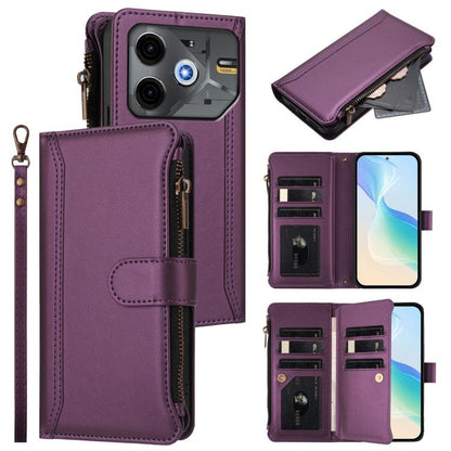Magnetic Closure 9 Card Slots Zipper Leather Case with Hand Strap, For Tecno Spark 10 Pro Magic Magenta, For Tecno Pova 6 Neo, For Tecno Pova 6 4G, For Tecno Pova 6 5G / 6 Pro 5G, For Tecno Camon 30 Pro 5G, For Tecno Camon 30 Premier                   ...
