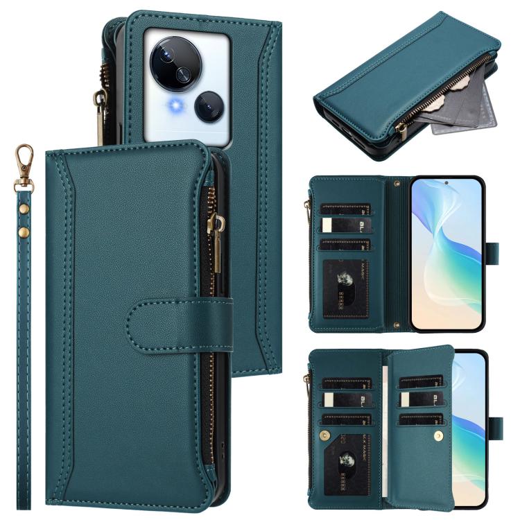 Magnetic Closure 9 Card Slots Zipper Leather Case with Hand Strap, For Tecno Spark Go 2023 / Pop 7, For Tecno Spark 10 5G, For Tecno Spark 10C / Spark 10 4G, For Tecno Spark 10 Pro 4G, For Tecno Camon 19 / 19 Pro 5G, For Tecno Pova 4 Pro, For Tecno Pov...