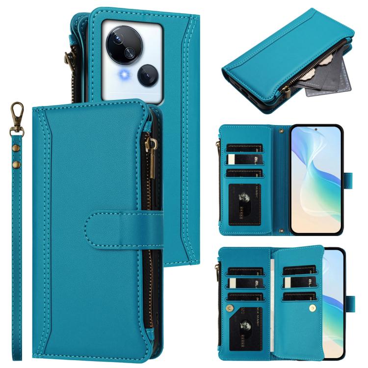 Magnetic Closure 9 Card Slots Zipper Leather Case with Hand Strap, For Tecno Spark Go 2023 / Pop 7, For Tecno Spark 10 5G, For Tecno Spark 10C / Spark 10 4G, For Tecno Spark 10 Pro 4G, For Tecno Camon 19 / 19 Pro 5G, For Tecno Pova 4 Pro, For Tecno Pov...