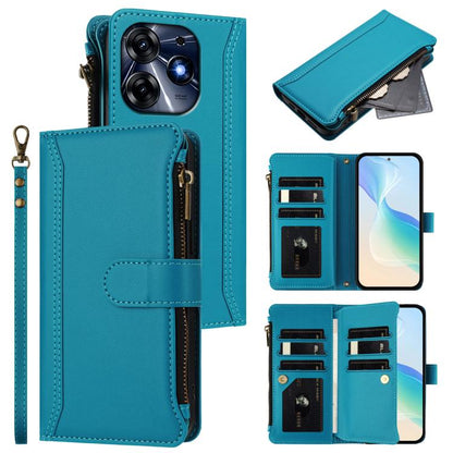 Magnetic Closure 9 Card Slots Zipper Leather Case with Hand Strap, For Tecno Spark Go 2023 / Pop 7, For Tecno Spark 10 5G, For Tecno Spark 10C / Spark 10 4G, For Tecno Spark 10 Pro 4G, For Tecno Camon 19 / 19 Pro 5G, For Tecno Pova 4 Pro, For Tecno Pov...