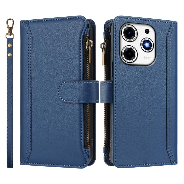 Magnetic Closure 9 Card Slots Zipper Leather Case with Hand Strap, For Tecno Spark 10 Pro Magic Magenta, For Tecno Pova 6 Neo, For Tecno Pova 6 4G, For Tecno Pova 6 5G / 6 Pro 5G, For Tecno Camon 30 Pro 5G, For Tecno Camon 30 Premier                   ...