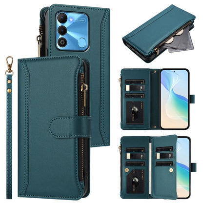 Magnetic Closure 9 Card Slots Zipper Leather Case with Hand Strap, For Tecno Spark Go 2023 / Pop 7, For Tecno Spark 10 5G, For Tecno Spark 10C / Spark 10 4G, For Tecno Spark 10 Pro 4G, For Tecno Camon 19 / 19 Pro 5G, For Tecno Pova 4 Pro, For Tecno Pov...