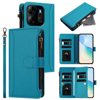 Magnetic Closure 9 Card Slots Zipper Leather Case with Hand Strap, For Tecno Spark Go 2023 / Pop 7, For Tecno Spark 10 5G, For Tecno Spark 10C / Spark 10 4G, For Tecno Spark 10 Pro 4G, For Tecno Camon 19 / 19 Pro 5G, For Tecno Pova 4 Pro, For Tecno Pov...