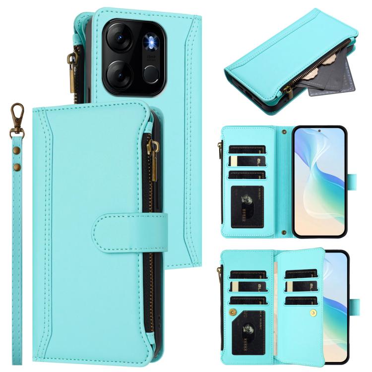 Magnetic Closure 9 Card Slots Zipper Leather Case with Hand Strap, For Tecno Spark Go 2023 / Pop 7, For Tecno Spark 10 5G, For Tecno Spark 10C / Spark 10 4G, For Tecno Spark 10 Pro 4G, For Tecno Camon 19 / 19 Pro 5G, For Tecno Pova 4 Pro, For Tecno Pov...