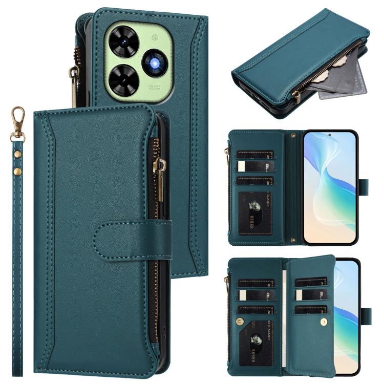 Magnetic Closure 9 Card Slots Zipper Leather Case with Hand Strap, For Tecno Spark 10 Pro Magic Magenta, For Tecno Pova 6 Neo, For Tecno Pova 6 4G, For Tecno Pova 6 5G / 6 Pro 5G, For Tecno Camon 30 Pro 5G, For Tecno Camon 30 Premier                   ...