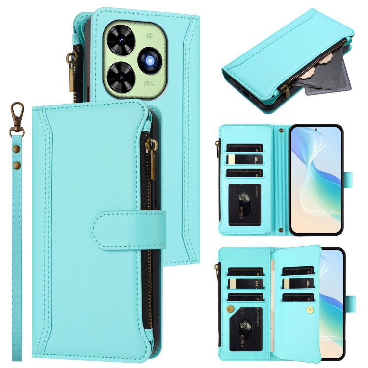 Magnetic Closure 9 Card Slots Zipper Leather Case with Hand Strap, For Tecno Spark 10 Pro Magic Magenta, For Tecno Pova 6 Neo, For Tecno Pova 6 4G, For Tecno Pova 6 5G / 6 Pro 5G, For Tecno Camon 30 Pro 5G, For Tecno Camon 30 Premier                   ...