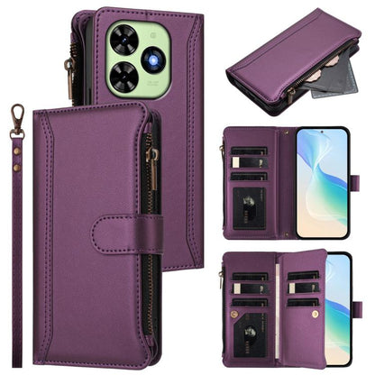 Magnetic Closure 9 Card Slots Zipper Leather Case with Hand Strap, For Tecno Spark 10 Pro Magic Magenta, For Tecno Pova 6 Neo, For Tecno Pova 6 4G, For Tecno Pova 6 5G / 6 Pro 5G, For Tecno Camon 30 Pro 5G, For Tecno Camon 30 Premier                   ...