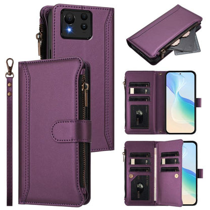 Magnetic Closure 9 Card Slots Zipper Leather Case with Hand Strap, For Asus Zenfone 12 Ultra, For Asus ROG Phone 9 / 9 Pro, For Asus Zenfone 11 Ultra, For Asus ROG Phone 8 / 8 Pro