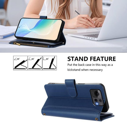 Magnetic Closure 9 Card Slots Zipper Leather Case with Hand Strap, For Asus Zenfone 12 Ultra, For Asus ROG Phone 9 / 9 Pro, For Asus Zenfone 11 Ultra, For Asus ROG Phone 8 / 8 Pro