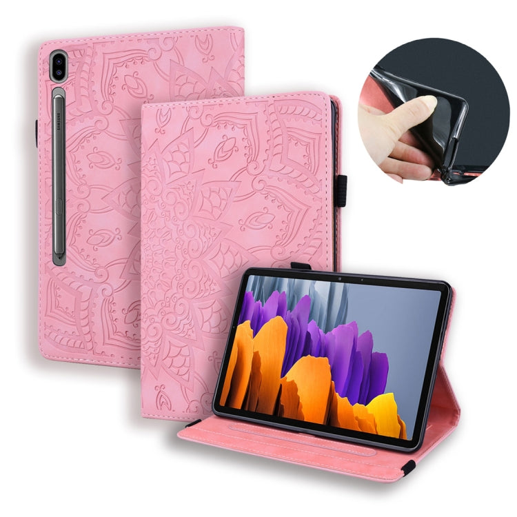 Embossed leather-look tablet folio case in pink with front cover and built-in stand