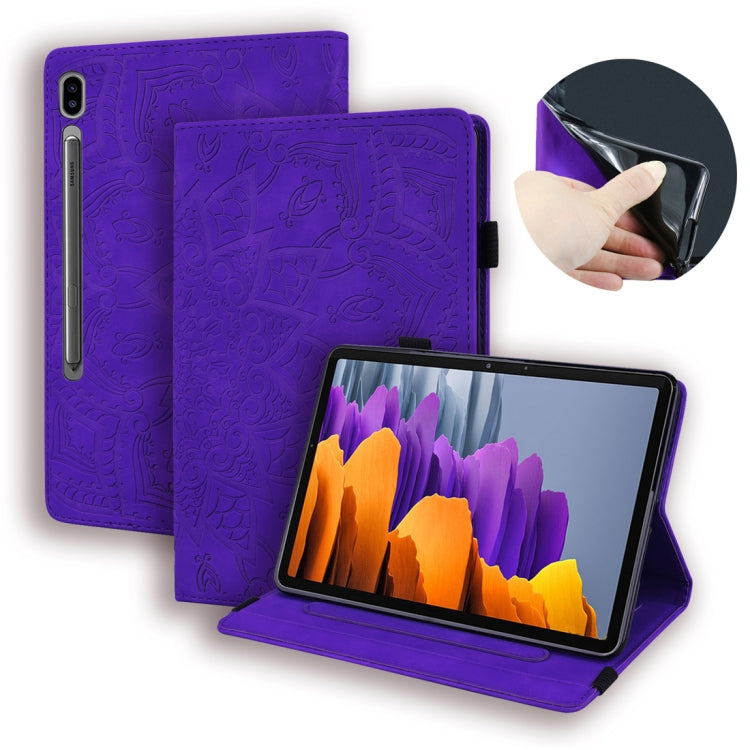 Embossed leather-look tablet folio case in purple with front cover and adjustable stand