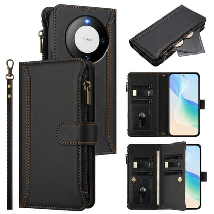Magnetic Closure 9 Card Slots Zipper Leather Case with Hand Strap, For Huawei nova 12s 4G Global, For Huawei Pura 70, For Huawei Mate 60 Pro / 60 Pro+, For Huawei Mate 60, For Huawei P60 Art, For Huawei P60 / P60 Pro, For Huawei Enjoy 50 Pro 4G        ...